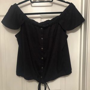 Black Off the Shoulder Top with Adjustable Waist